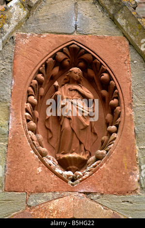 Carving on St. Margaret`s Church, Welsh Bicknor, Herefordshire, England, UK Stock Photo